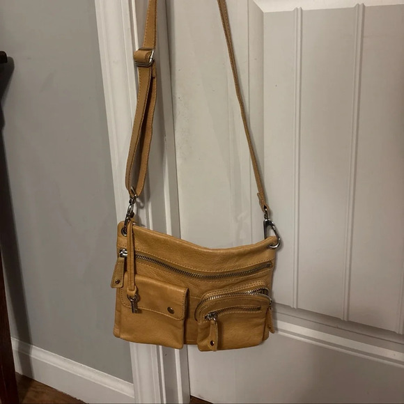 Fossil Handbags - Vintage Fossil Tan Pebbled Leather Crossbody Bag Purse